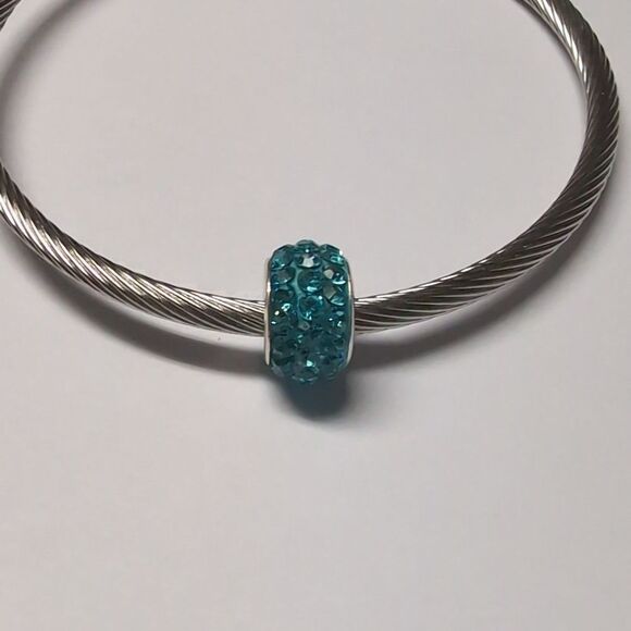 Blue with Blue Rhinestones‎ Charm for Pandora Style Bracelet - Picture 1 of 4